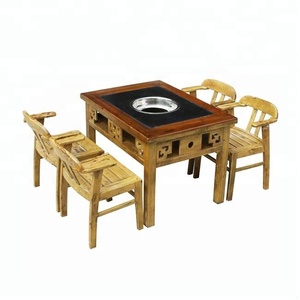 Set Tavolo e <span class=keywords><strong>Panche</strong></span> in Legno Massello Stile Cinese <span class=keywords><strong>per</strong></span> Hot Pot, Compatibile con Riscaldamento a Gas e a Induzione <span class=keywords><strong>per</strong></span> Ristoranti di Hot Pot - Product Image 2