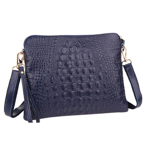 2 in 1 borsa pochette e tracolla in <span class=keywords><strong>pelle</strong></span> di coccodrillo nero - Product Image 1