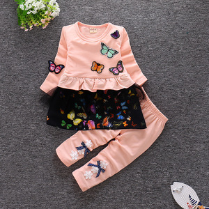Autunno farfalla del fumetto 2pcs set manica lunga bambini bambino piccolo vestito dalla ragazza di abbigliamento - Product Image 2