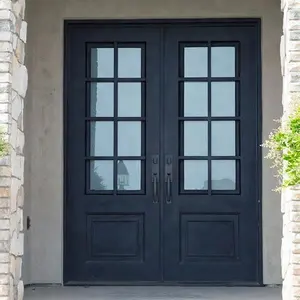 Hand forged ornamental wrought iron french door