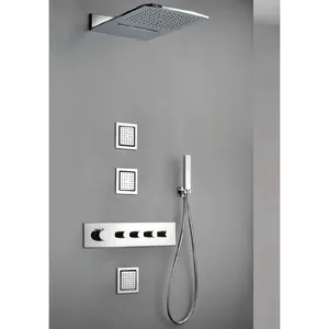 Покупайте дешево, оптовая продажа, высококачественный латунный настенный термостатический дождевой Душ UPC, черная ванная комната