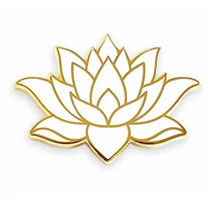 Manufacturer High Quality Lotus Flower Clothes Pin Gift Custom Gold Plated Hard Enamel Cartoon Magnet Flower Lapel Pin