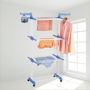 Étendoir à linge en acier inoxydable, pour l'extérieur, avec roues amovibles - Product Image 1