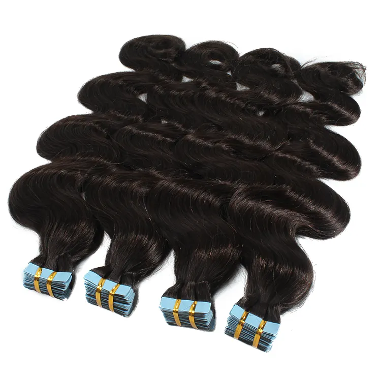 Tape In Hair 100% 12A Double Drawn Human Body Wave Extensions Cuticula Uitgelijnd Ruwe Cambodjaanse Haar Onverwerkte