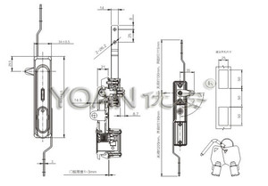 Khóa điều khiển thanh <span class=keywords><strong>3</strong></span> điểm cho cửa bảng điện an toàn vật liệu hợp kim kẽm - Product Image 2