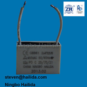 TUV high quality <span class=keywords><strong>CBB61</strong></span> film capacitor 2uf <span class=keywords><strong>400v</strong></span> - Product Image 1