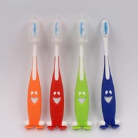 Cepillo de Dientes Manual para Niños de Alta Calidad, Color Naranja, con Cabezal Pequeño y Base de Soporte