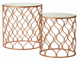 Conjunto de 2 chá de cobre com fio de metal, pequeno mobiliário sala de estar - Product Image 5