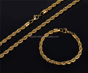 Chaîne en acier inoxydable, collier à deux tons avec fermoirs mousqueton, or et argent, 18K, 5/6mm de largeur, 46-81CM de longueur, nouvelle mode - Product Image 4