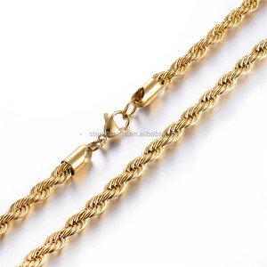 Chaîne en acier inoxydable, collier à deux tons avec fermoirs mousqueton, or et argent, 18K, 5/6mm de largeur, 46-81CM de longueur, nouvelle mode - Product Image 1