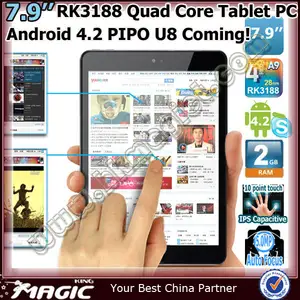 Nuevo androide 4.pipo u8 rk3188 quad core tablet pc3g bluetooth
