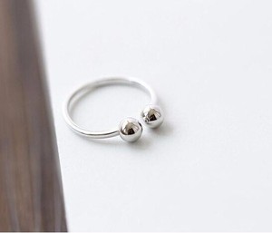 Anello Sottile Aperto a Doppia Sfera in <span class=keywords><strong>Argento</strong></span> Sterling 925 per Donne - Product Image 1