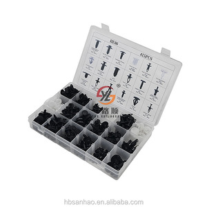 Clip Assortment HE06 High Quality Trim Plastic 415pcs Auto Clips Plastic <strong>Fastener</strong> 28box/carton Yilushun <strong>OEM</strong> ODM CN;HEB Black