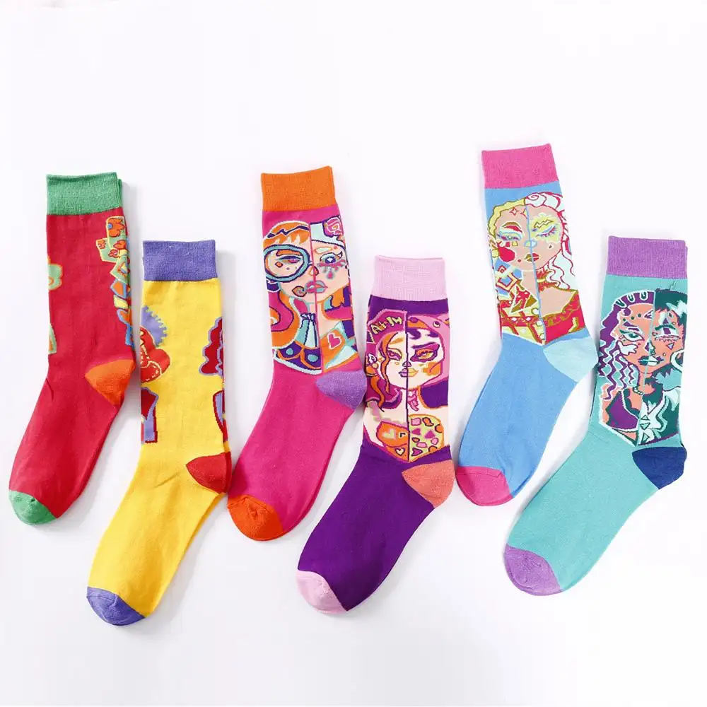 Женские забавные хипстерские модные хлопковые носки Bonypony, Необычные носки с героями мультфильмов