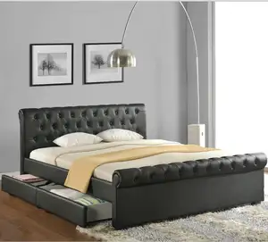 Chesterfield leder bett mit schublade