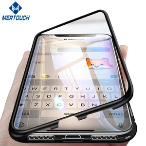 Custodia per Cellulare con Adsorbimento Magnetico, Paraurti in Alluminio e Vetro Temperato per <span class=keywords><strong>iPhone</strong></span> 7 8 Plus X Xs Xr Max 11 <span class=keywords><strong>12</strong></span> 13 14 - Product Image 1