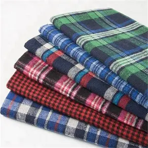 Stock Soft Touch 100% Cotton Yarn Dyed Brushed Check Shirt Flannel Fabric for men's shirt