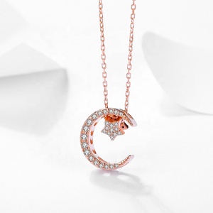 ML16 all'ingrosso placcato in oro rosa romantico mezzaluna <span class=keywords><strong>luna</strong></span> e stella puro 925 coppie <span class=keywords><strong>collana</strong></span> di gioielli per amante - Product Image 6