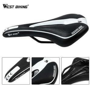 WEST BIKING <span class=keywords><strong>Selle</strong></span> <span class=keywords><strong>de</strong></span> vélo confortable en cuir PU respirant avec coussin avant en silicone pour vélo <span class=keywords><strong>de</strong></span> route VTT, simple et élégante - Product Image 6