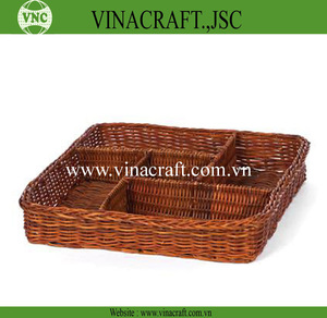 Eastern Style Rattan <b>Storage</b> Basket with Dividers for Snack and <b>Seed</b> Durable Wicker Basket for Food Use - Product Image 1