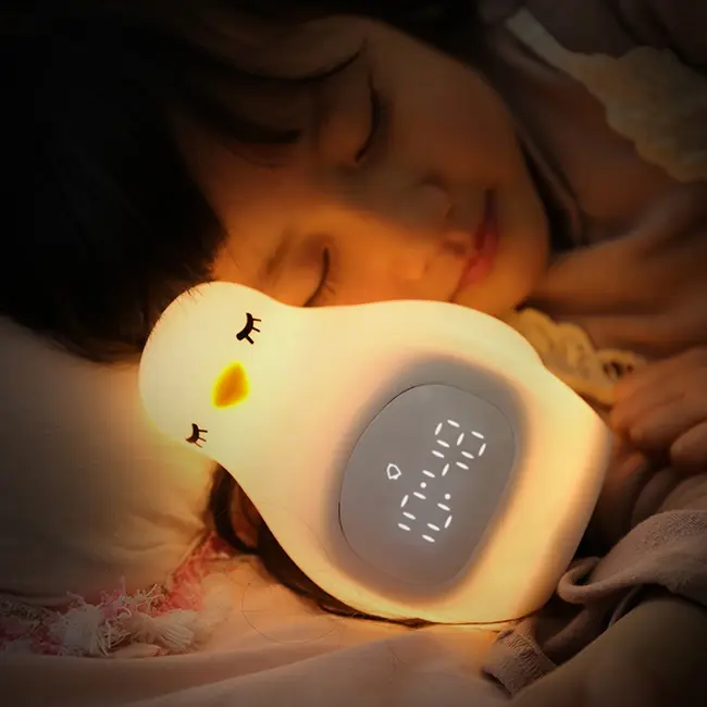 Silicon Night Light Wholesale Kids Digital Alarm Clock LED Cute Silicone Night Light