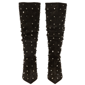 Stivali Alti da Donna con <span class=keywords><strong>Tacco</strong></span> Alto e Punta Affusolata, Decorati con Borchie, Modello Slouchy, Colore Nero, Autunno Inverno 2019, Taglia Grande - Product Image 2