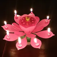 Magic Colorful Rotating Lotus Music Birthday Candle