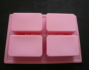 Toptan 4 kavite dikdörtgen kare silikon sabun DIY kafa yapımı dört kare el yapımı sabun kalıp 6.6*6.6*3cm silikon sabun kalıbı - Product Image 6