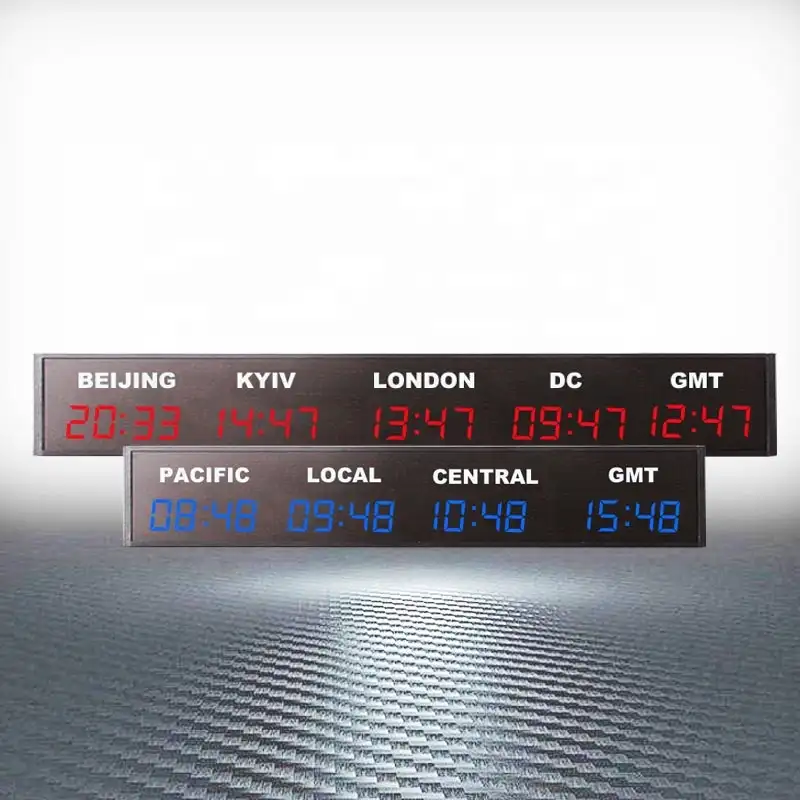 עולם זמן ותאריך ממיר קיר שעון led אזורי זמן דיגיטלי שעון עולמי