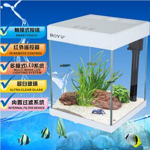 Groothandel Ultra Helder Glazen Vis <span class=keywords><strong>Aquarium</strong></span> Magisch LED <span class=keywords><strong>Aquarium</strong></span> Visbak Met Verlichting - Product Image 2