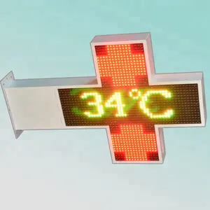 CE RoHS Nirkabel RF P16mm 48X48pixel Sisi Ganda Tahan Air Luar Ruangan 80Cm Penuh Warna Led Farmasi Cross Display