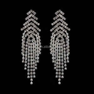 Pendientes colgantes de plata con diamantes de imitación <span class=keywords><strong>para</strong></span> mujer, aretes grandes, estilo moderno - Product Image 3