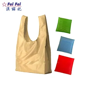 eco-friendly ripstop reusable foldable green t shirt shape promotion shopper totebag supermarket shopping bag