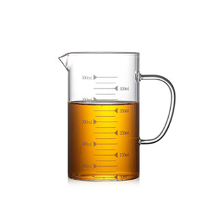 Prix de vente d'usine <span class=keywords><strong>Verre</strong></span> borosilicate Tasse à mesurer de 500 ml avec bec verseur et poignée en <span class=keywords><strong>verre</strong></span> Fait à la main Résistant à la chaleur Écologique - Product Image 1