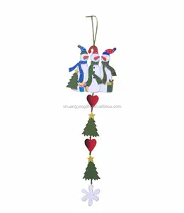 Wooden christmas colorful snowbabies hanging ornaments on wall for home decoration xmas gifts as promotion