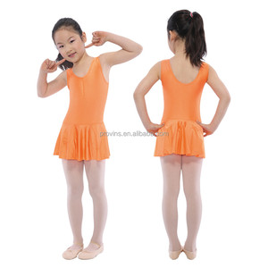 Dansgirl enfants Costumes de danse brillants <span class=keywords><strong>justaucorps</strong></span> avec jupes Orange - Product Image 1