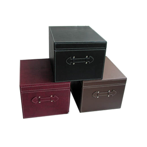 Bac de rangement domestique avec couvercle en <span class=keywords><strong>cuir</strong></span> PU, conteneur empilable pour l'organisation de la chambre, bac de rangement pour décorations de Noël - Product Image 3