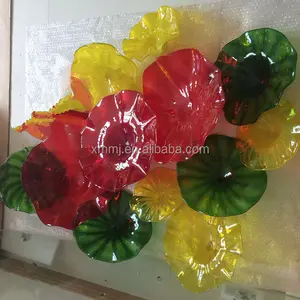 hand blown art decor colorful Murano glass plates flower wall art decor