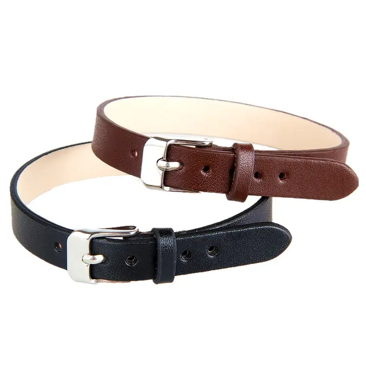 Stainless steel buckle leather bracelet jewelry string letter leather strap accessories 10mm wide