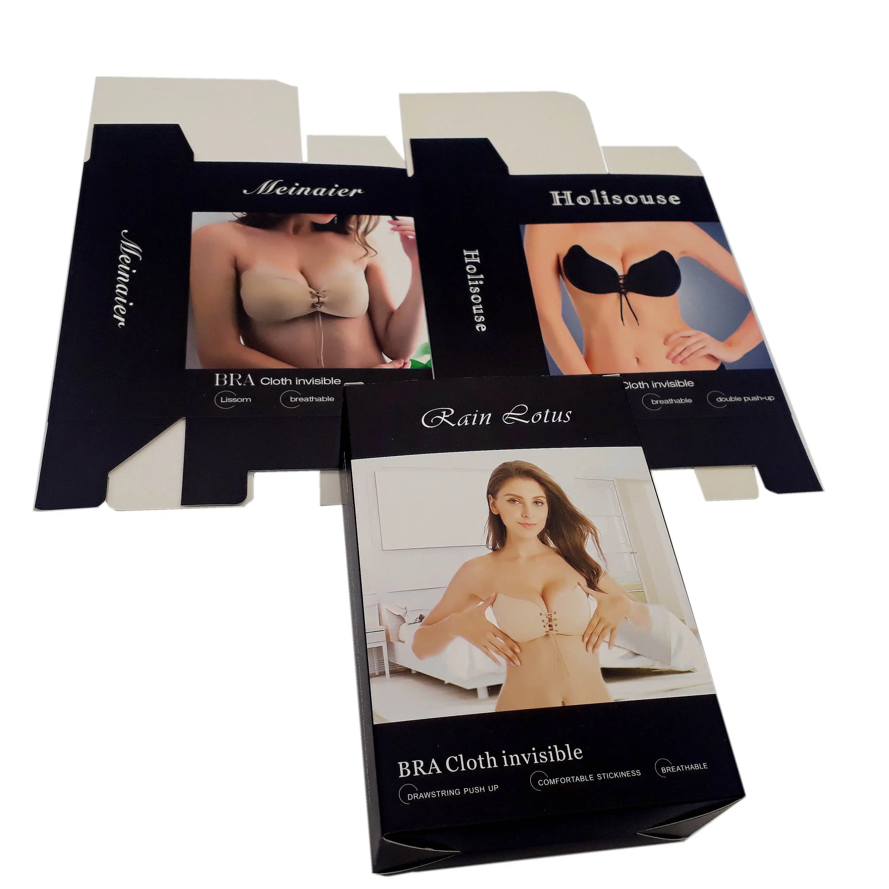 Produttore personalizzato reggiseno reggiseno della biancheria intima scatole per imballaggio di carta contenitore e manuale di istruzioni etichetta tag stampa