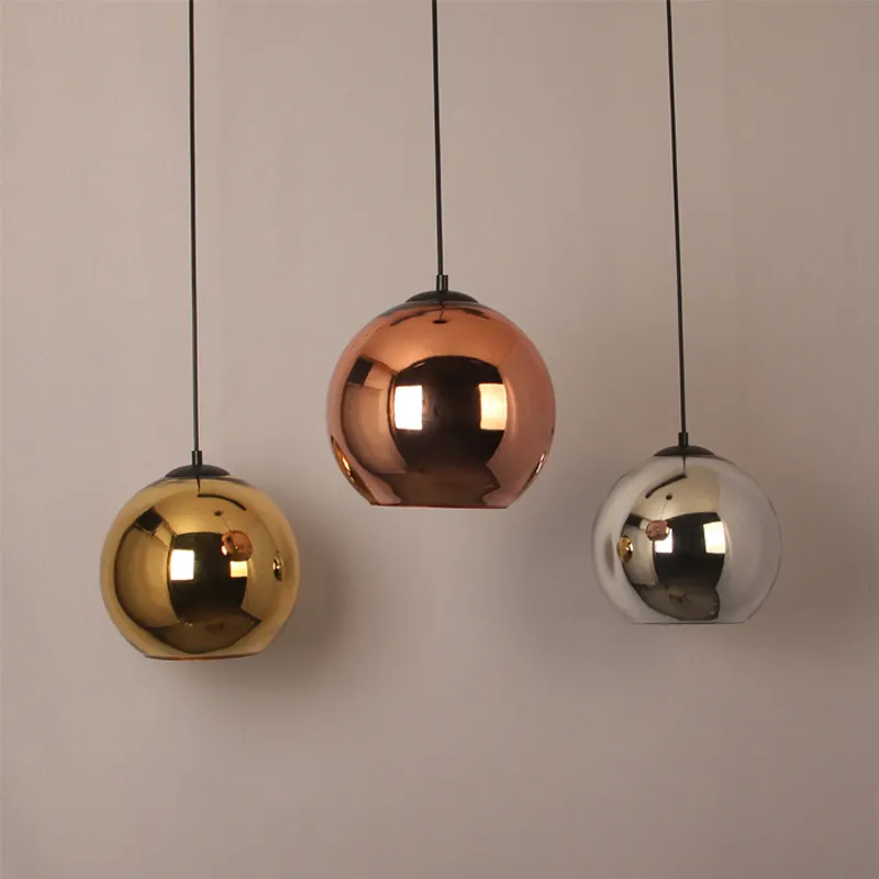 Home decor hand blown glass hanging lamp kitchen rectangle ceiling chandelier dining room round modern gold glass pendant light