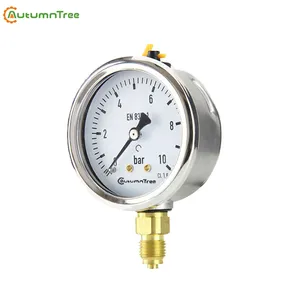 Stainless Steel Roll Ring 1.6% 100MM 1000Bar Manometer Liquid Filled Pressure Gauge