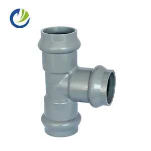 Taizhou factory PVC pipe fittings with rubber joint 6 inch grey pie reducing tee