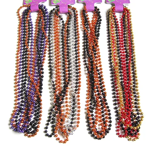 7MM 33" hot sale celebration party supplies plastic metallic halloween Mot beads necklace mardi gras beads decoration