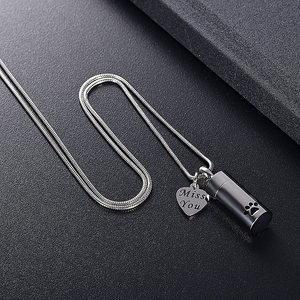 <span class=keywords><strong>Pet</strong></span> Paw Baskı Silindir Kremasyon Takı Külleri Kolye Tutucu Ütüler Paslanmaz Çelik Anıt Kolye Köpek Kedi için - Product Image 5
