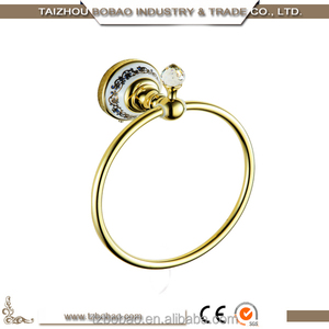Extravagante De Cerámica Decorativa Brillante <span class=keywords><strong>Oro</strong></span> <span class=keywords><strong>Aros</strong></span> para Toallas de <span class=keywords><strong>Baño</strong></span> - Product Image 1