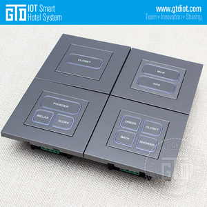 Interruptores de Pared Inteligentes para Hoteles con Botones de Reinicio LED de 1-4 Grupos, 12V CC, RS485 Modbus, Acabado en Plástico <span class=keywords><strong>Gris</strong></span> - Product Image 2