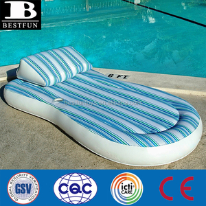 Lettino Gonfiabile in Plastica Resistente PVC <span class=keywords><strong>con</strong></span> Cuscino, <span class=keywords><strong>Materasso</strong></span> Pieghevole Portatile per Spiaggia e Piscina - Product Image 3