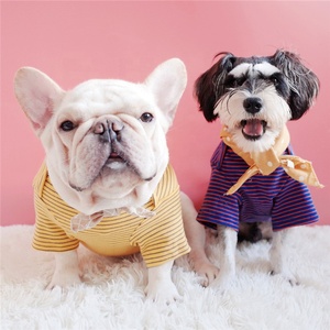 T-shirt rayé en pur coton, vêtement de <span class=keywords><strong>bouledogue</strong></span> français, printemps été 100% - Product Image 2