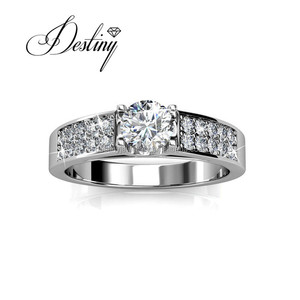 <span class=keywords><strong>Anello</strong></span> di fidanzamento lussureggiante impreziosito da cristalli <span class=keywords><strong>Swarovski</strong></span> in <span class=keywords><strong>argento</strong></span> Sterling 925 dasini oro placcato 18K <span class=keywords><strong>anello</strong></span> da donna - Product Image 6